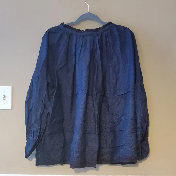 Runaway Bicycle Anna Top In Navy Handloomed Silk Size S/M - Picture 7 of 14